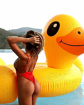 Blonde Babes Ass: Nata Lee's Yellow Duck Ride'