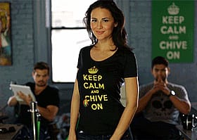 Busty Brunette in Lingerie: Keep Calm and Chive On'