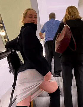 Blonde Babes Flashing Non-Nude Panties in Public'