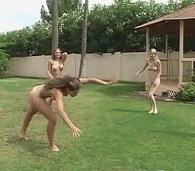 Amateur Nudists Doing Cartwheels in the Grass'